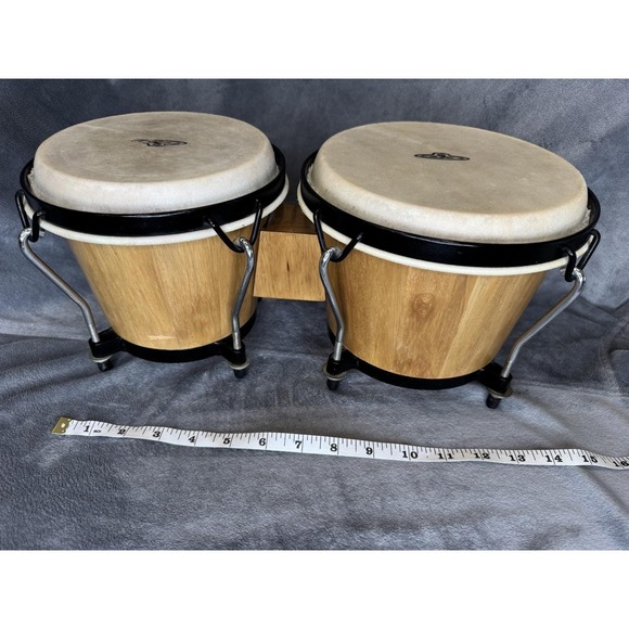 CP Latin Percussion Bongo Drums 6" and 7" Siam Oak Rawhide Heads Natural Finish - Picture 15 of 16